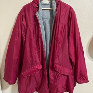 Woman Within Burgundy Hooded Puffer Jacket